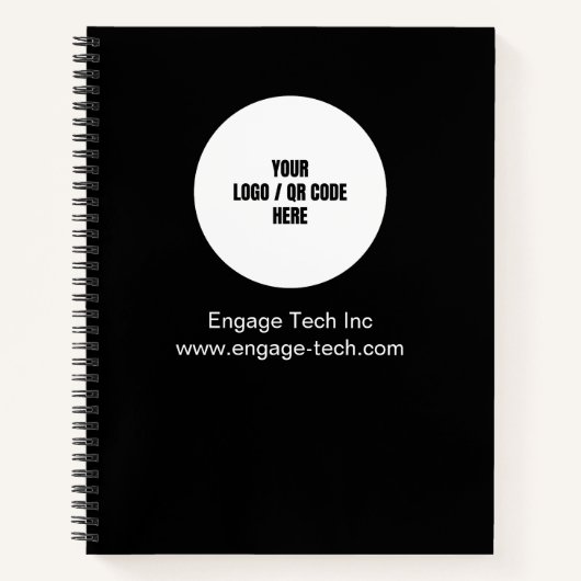 Aangepaste Bedrijf Logo Naam Zwart Modern Minimali Notitieboek (Voorkant)