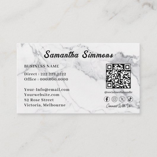 Aangepaste Bedrijf Logo QR Code Medewerker Eenvoud Visitekaartje (Voorkant)