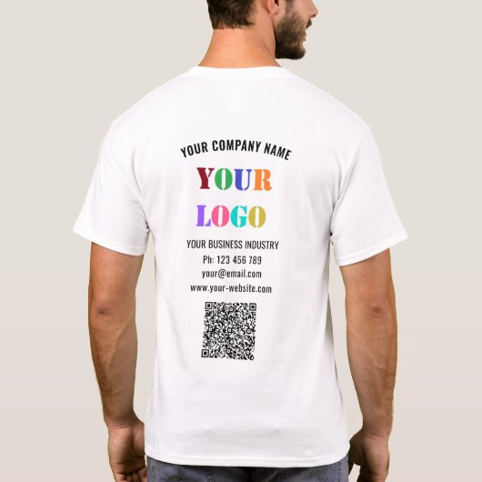 Aangepaste Bedrijf Logo Tekst QR Code Zakelijk T-s T-shirt (Achterkant)