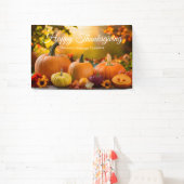 Aangepaste bedrijf Thanksgiving pompoen kantoorfee Spandoek (Insitu)