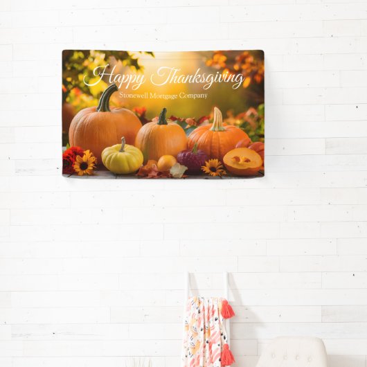 Aangepaste bedrijf Thanksgiving pompoen kantoorfee Spandoek (Insitu)