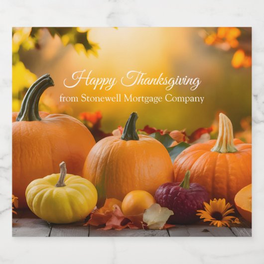 Aangepaste Bedrijf Thanksgiving Pompoen Partij Sparkling Wijnetiket (Enkel label)