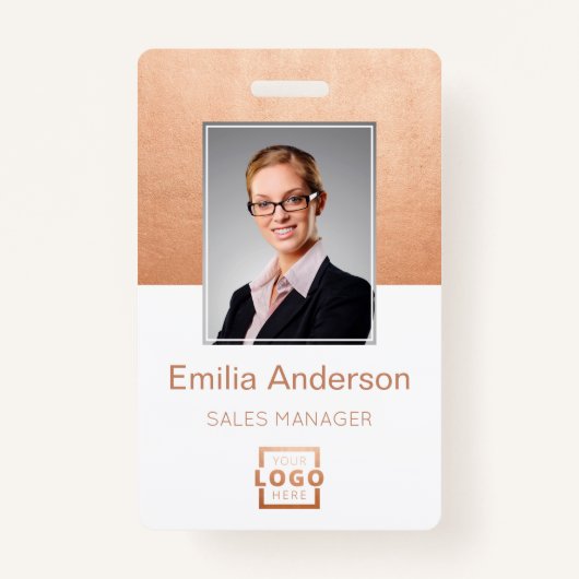 Aangepaste bedrijfs Logo Basic Bar Code Employee P Badge (Voorkant)