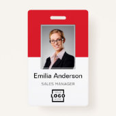 Aangepaste bedrijfs Logo Basic Bar Code Employee P Badge (Voorkant)