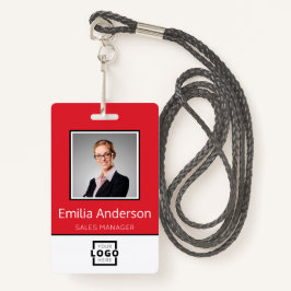 Aangepaste bedrijfs Logo Basic Employee Name Photo Badge