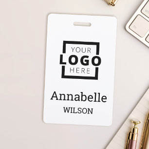 Aangepaste bedrijfs Logo Basic Employee Name White Badge