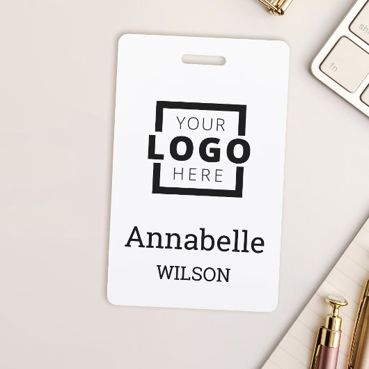 Aangepaste bedrijfs Logo Basic Employee Name White Badge