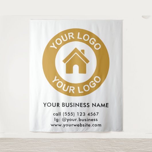 Aangepaste bedrijfs Logo Business Event White Wandkleed (Voorkant)