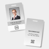 Aangepaste bedrijfsbalk Code werknemer foto grijs Badge (Voor- en achterkant)