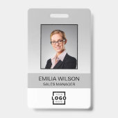 Aangepaste bedrijfsbalk Code werknemer foto grijs Badge (Voorzijde)