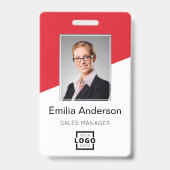 Aangepaste bedrijfsbalk Code werknemer foto rood Badge (Voorzijde)