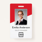 Aangepaste bedrijfsbalk Code werknemer foto rood Badge (Voorkant)