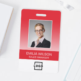 Aangepaste bedrijfsbalk Code werknemer foto rood Badge