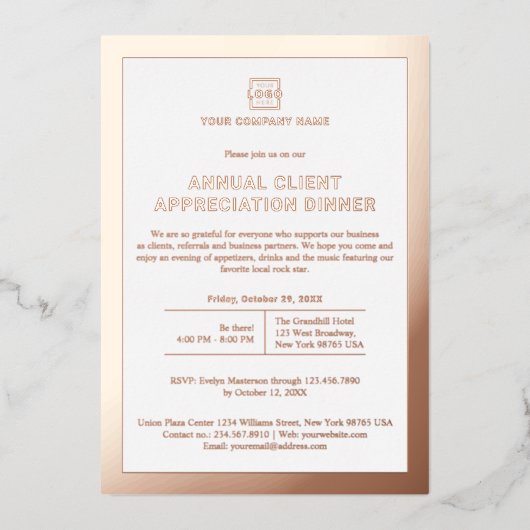 Aangepaste bedrijfsfeestelijke bijeenkomst folie uitnodiging (Voorkant)