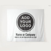 Aangepaste bedrijfslogo en tekst achtergrond wandkleed (Voorkant (horizontaal))