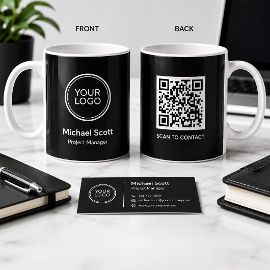 Aangepaste bedrijfslogo QR-code mok | Gepersonalis