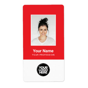 Aangepaste bedrijfsmedewerker Foto, Logo, ID-naam Etiket