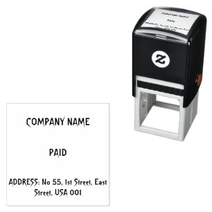 Aangepaste bedrijfsnaam adres BETAALD Gedrukt Zwar Zelfinktende Stempel