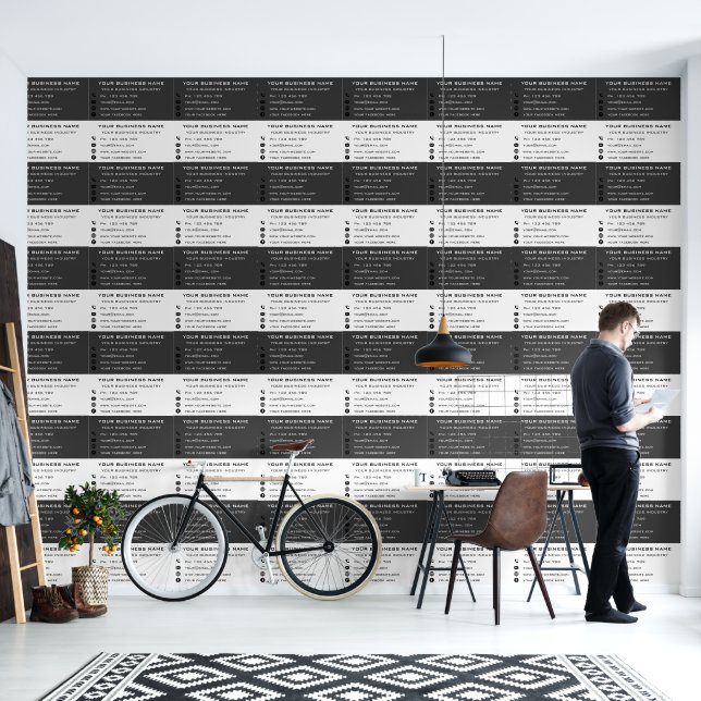Aangepaste bedrijfsnaam Adres Info Business Behang (Woonkamer)