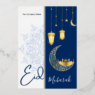 Aangepaste bedrijfsnaam Eid Mubarak Groet Folie Feestdagenkaart
