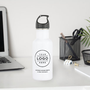 Aangepaste bedrijfsnaam en logo wit merkgebonden waterfles