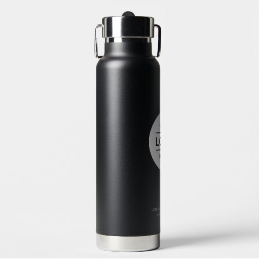 Aangepaste bedrijfsnaam en zwarte Logo Waterfles (Voorkant)