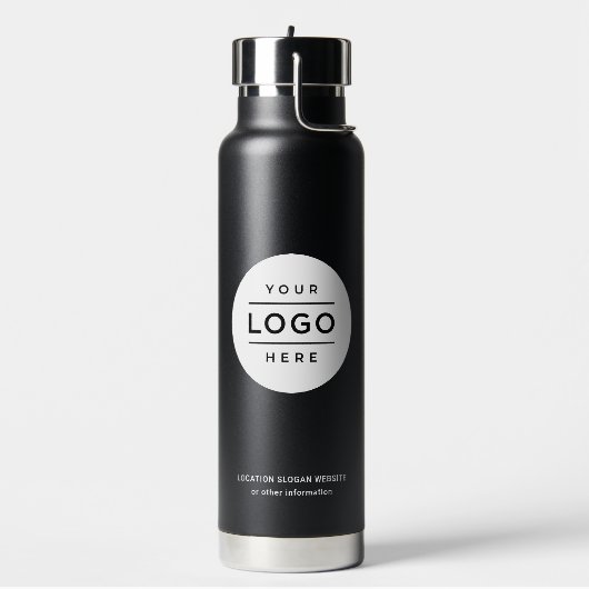 Aangepaste bedrijfsnaam en zwarte Logo Waterfles (Links)