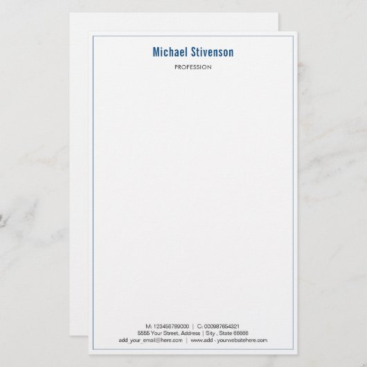 Aangepaste bedrijfsnaam Info Adres Briefpapier (Voorkant / Achterkant)