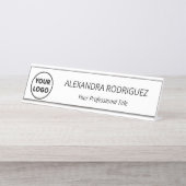 Aangepaste bedrijfsnaam Logo Functie Bureau Naambordje (Voorkant)