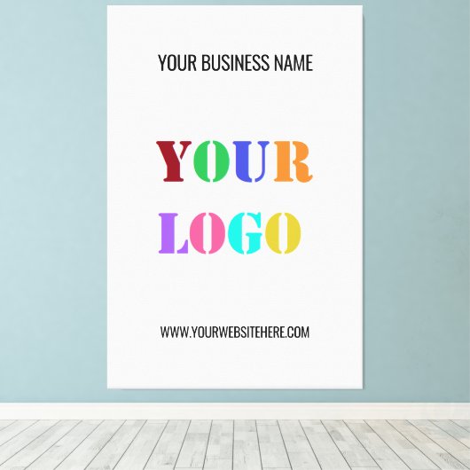 Aangepaste bedrijfsnaam Logo Website Canvas Print (Insitu (Houten vloer))