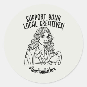 Aangepaste bedrijfsnaam Ondersteun uw lokale creat Ronde Sticker