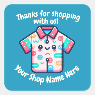 Aangepaste bedrijfsnaam Schattige T-shirt POD Verk Vierkante Sticker