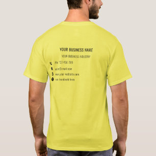 Aangepaste bedrijfsnaam Tekst Info Business T-Shir T-shirt