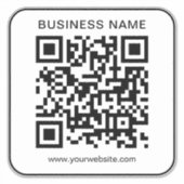 Aangepaste bedrijfsnaam URL QR-code Sjabloon Groot Sticker (Voorkant)