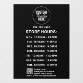 Aangepaste bedrijfstijden Witte logo Tekst Zwart a Raamsticker (Vel)