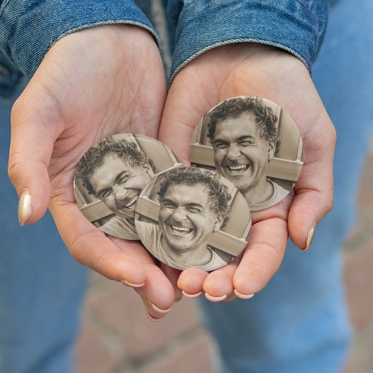 Aangepaste begrafenis | Geboortedag | Foto van de  Ronde Button 7,6 Cm