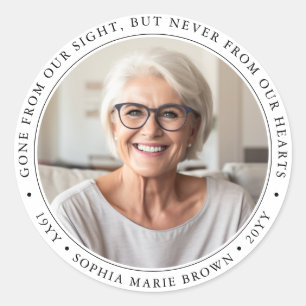 Aangepaste begrafenis sympathie herdenking herdenk ronde sticker