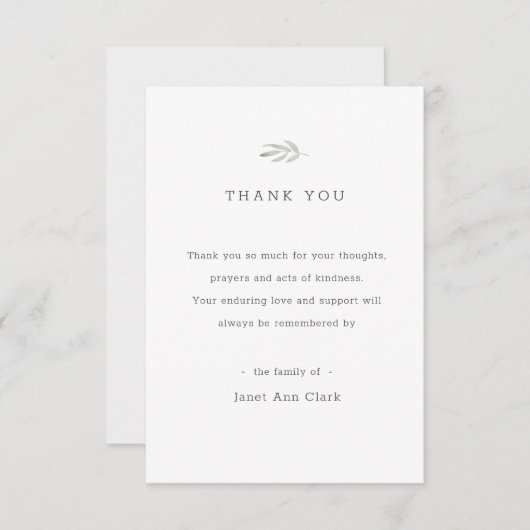 Aangepaste begrafeniskaart bedankkaart (Voorkant / Achterkant)