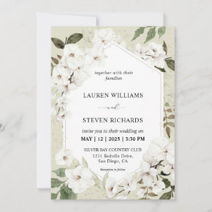 Aangepaste Beige Grijs Wit Orchidee Lijst Wedding Kaart