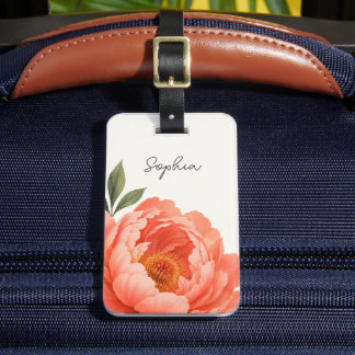 Aangepaste Beige Groen Oranje Bloem Bloem Vakantie Bagagelabel