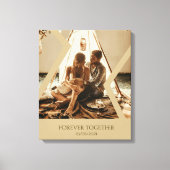 Aangepaste Beige trouwdatum Stretched Canvas (Voorkant)