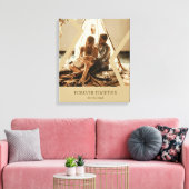 Aangepaste Beige trouwdatum Stretched Canvas Afdruk (Insitu (Woonkamer))