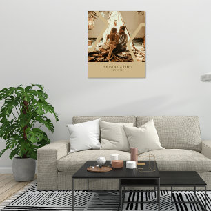 Aangepaste Beige trouwdatum Stretched Canvas Afdruk