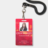Aangepaste bemanningslid QR-code evenement rode ba Badge (Voorzijde met lanyard)