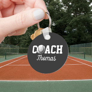 Aangepaste benaming Tennis Coach Typografie Gepers Sleutelhanger