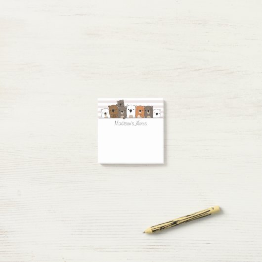 Aangepaste Beren bevestigen Post-it® Notes (Op bureau)