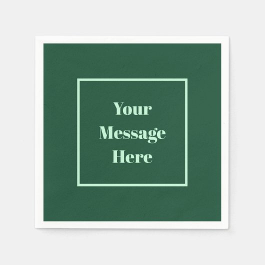 Aangepaste Bericht Donkergroen en Mint Green Party Servet (Voorkant)