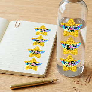 Aangepaste bericht holografische gouden ster-onder ster sticker