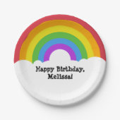 Aangepaste bericht Retro Rainbow en Clouds Papieren Bordje (Voorkant)