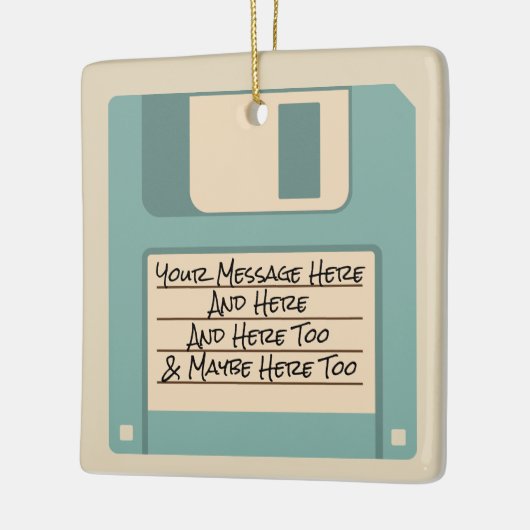 Aangepaste berichtcomputerdiskettestation keramisch ornament (Links)